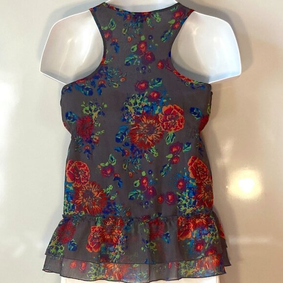 Decree SZL Gray floral corset top Boho English Countryside Dark Romance Whimsigo - Picture 3 of 7